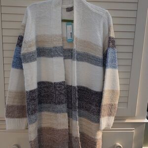 Cyrus Blue and White Cardigan Sweater